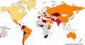 Prevalence of ''Helicobacter pylori'' infection across the world.jpg